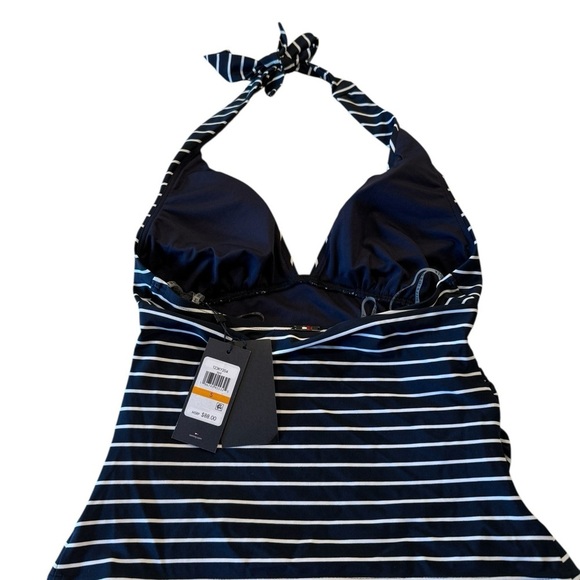 Tommy Hilfiger Navy White Striped Halter UPF Tankini Top Size Small NEW Sailor - Picture 8 of 14